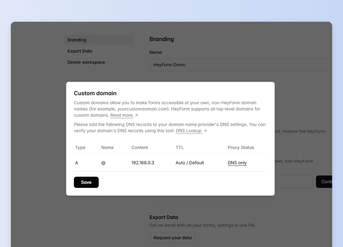 Add DNS records to your domain provider