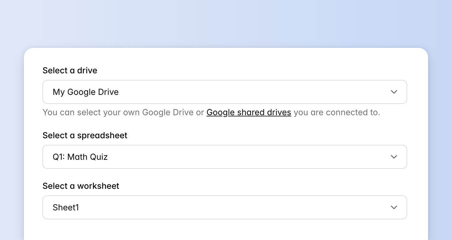 Choose your Google Sheet