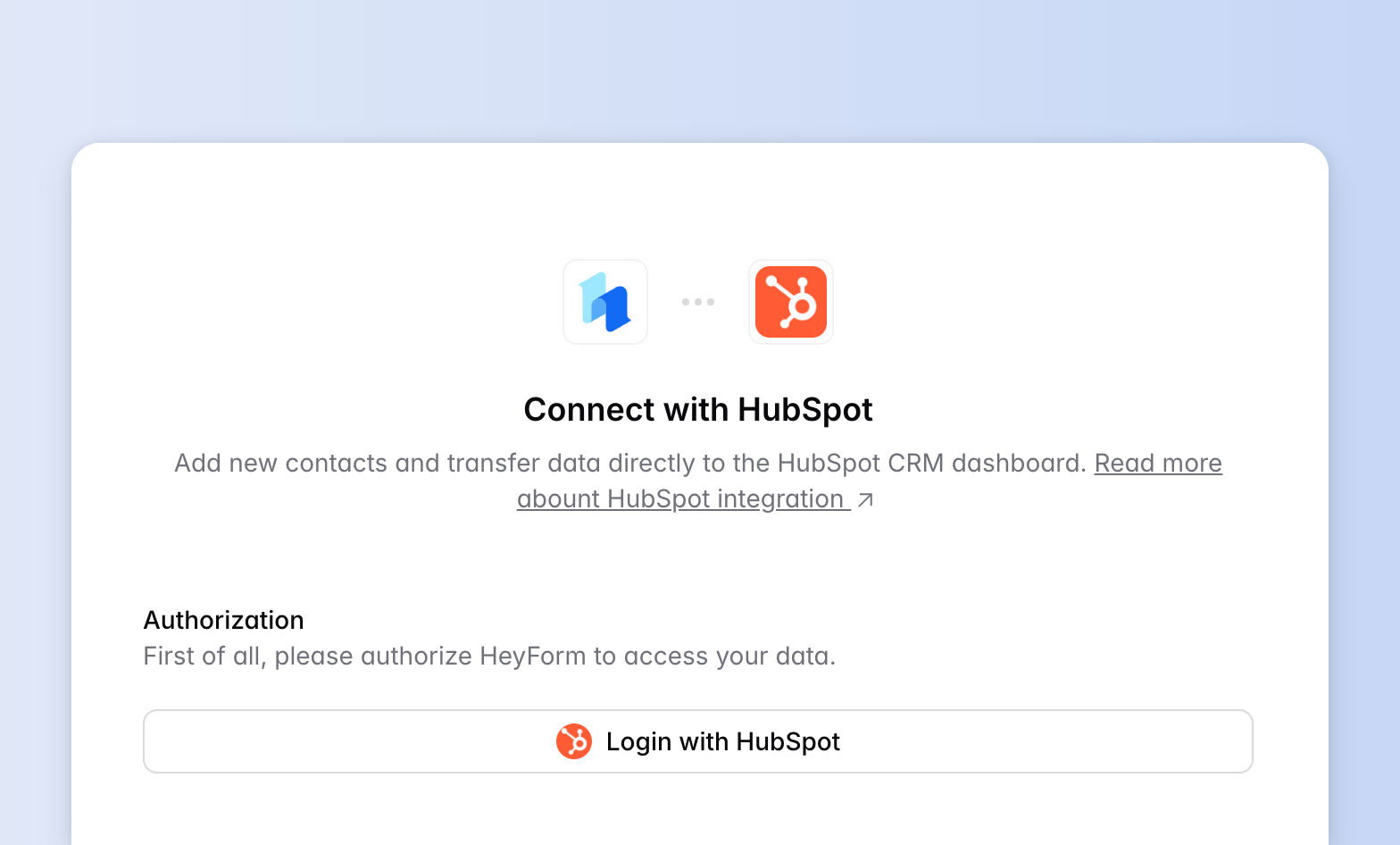 Authorize with HubSpot