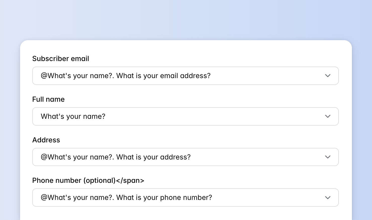 Map the contact fields with form fields