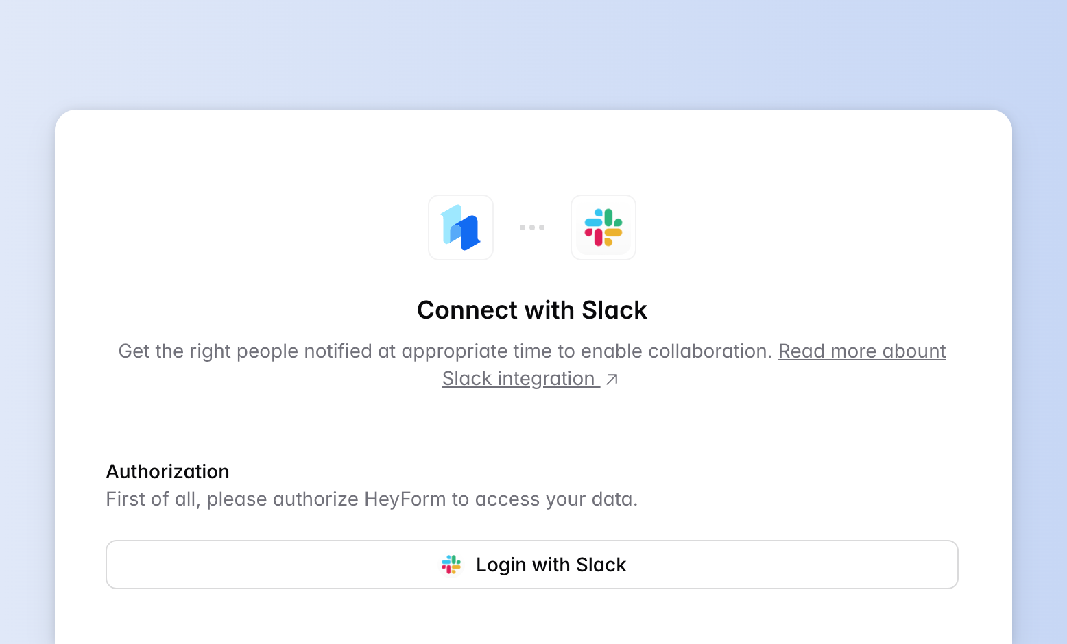 Authorize your Slack Account