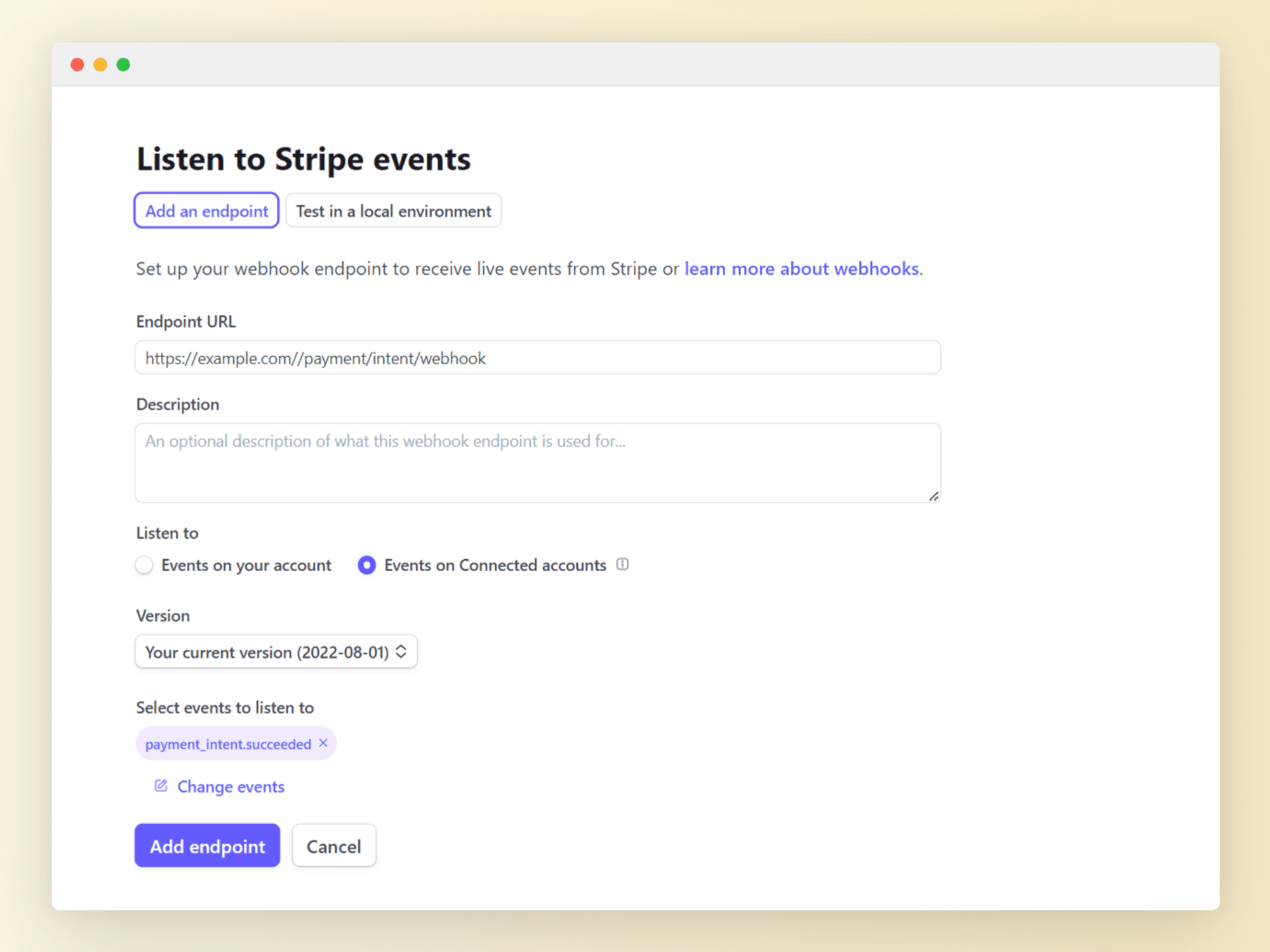 Listen to Stripe events